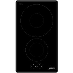 Smeg SI3321B 30cm 2 Zone Angled Edge  Glass Induction Hob with Touch Control in Black Glass